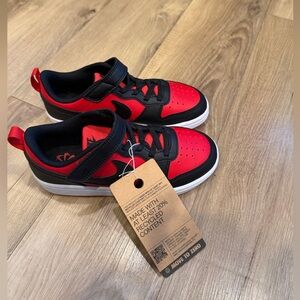 Nike Kids Court Borough Low Recraft Red and Black Sneakers